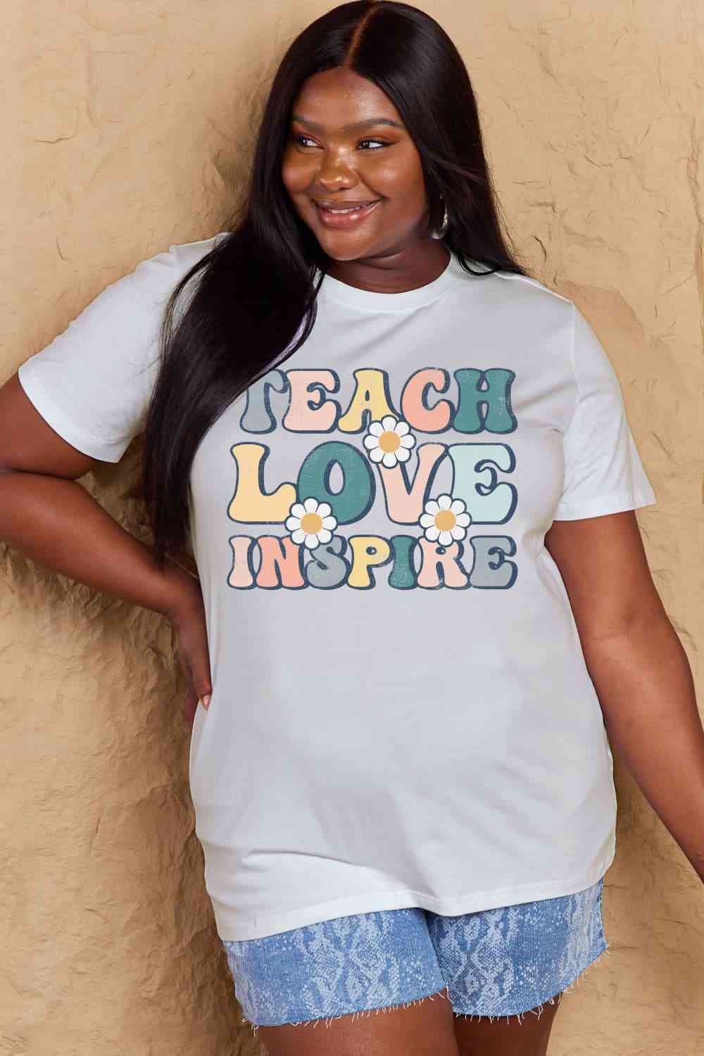 Simply Love Full Size TEACH LOVE INSPIRE Graphic Cotton T-Shirt