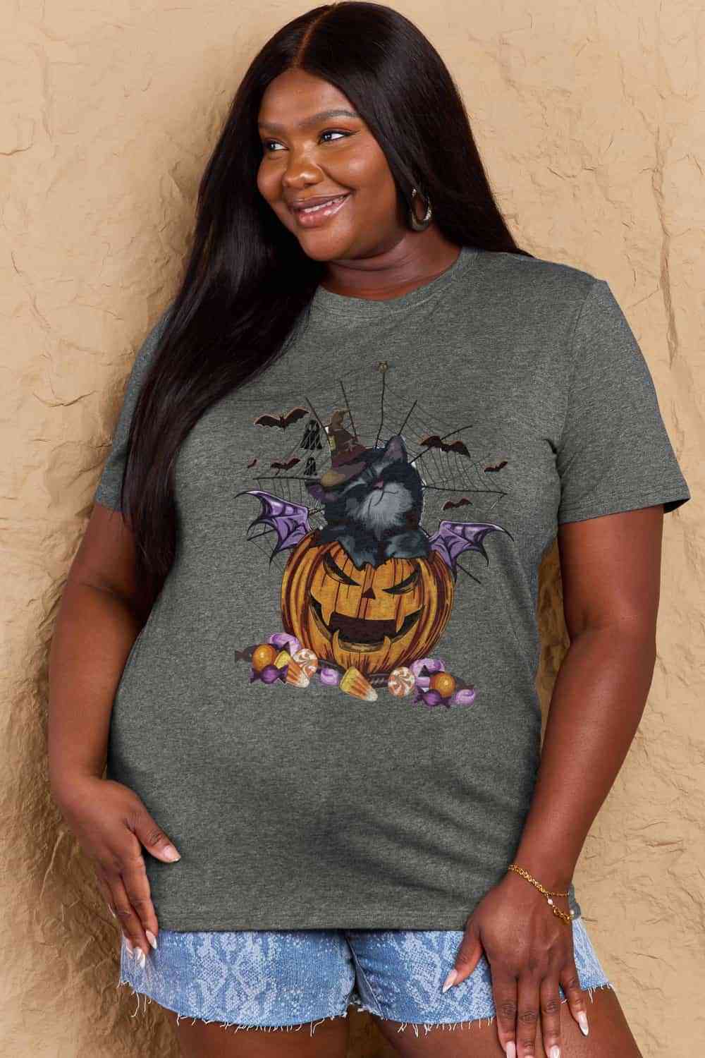 Camiseta con gráfico Jack-O'-Lantern de tamaño completo de Simply Love