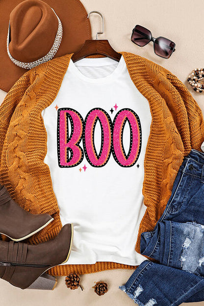 BOO グラフィック半袖ラウンドネック T シャツ