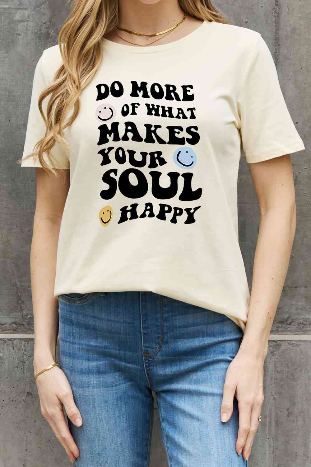 Camiseta de algodón con estampado de eslogan de tamaño completo de Simply Love