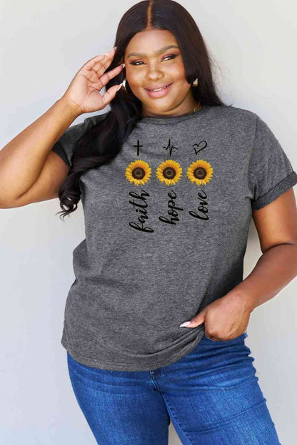 Camiseta con gráfico de girasol de tamaño completo de Simply Love