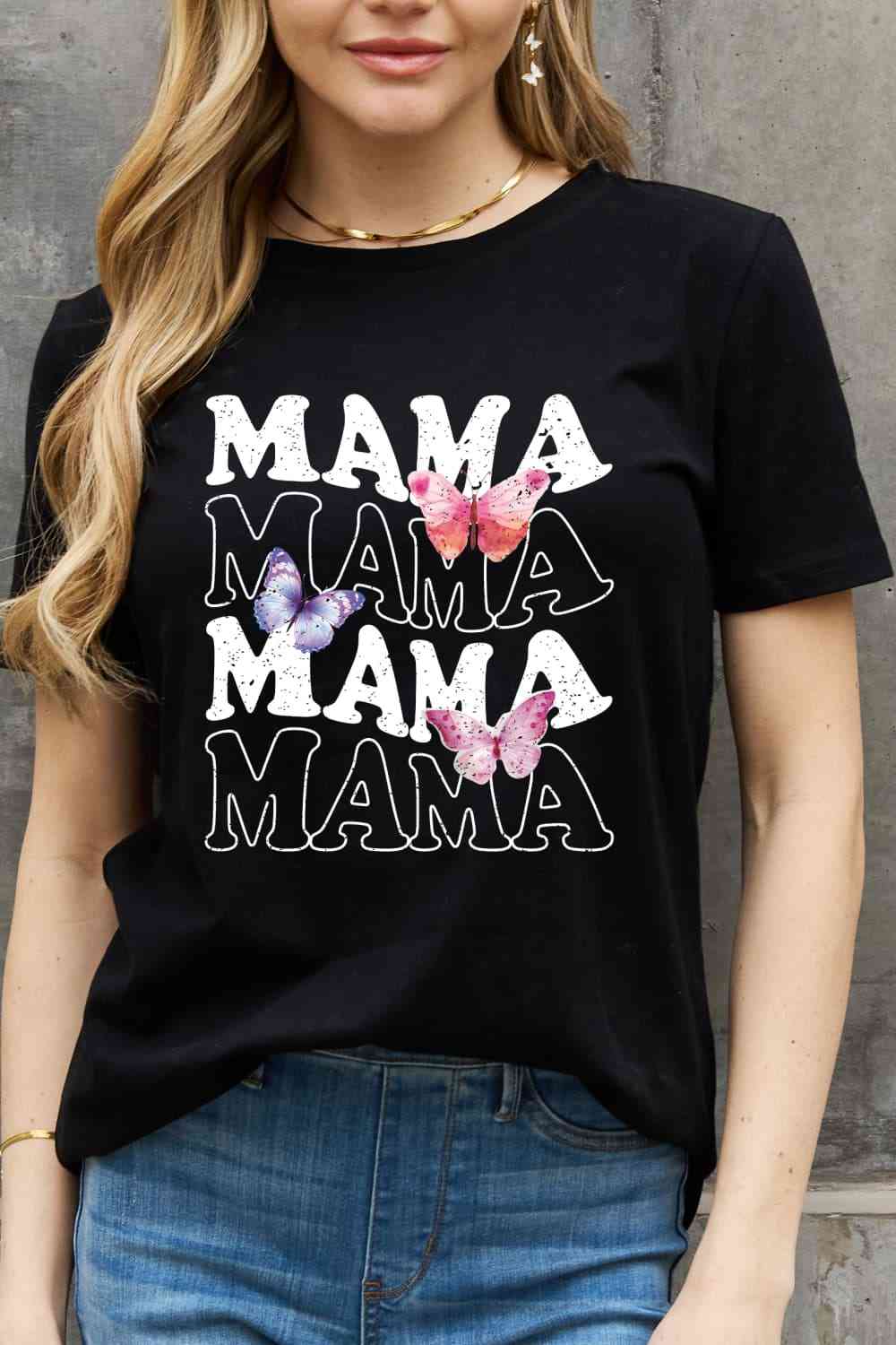 Simply Love MAMA バタフライ グラフィック コットン T シャツ