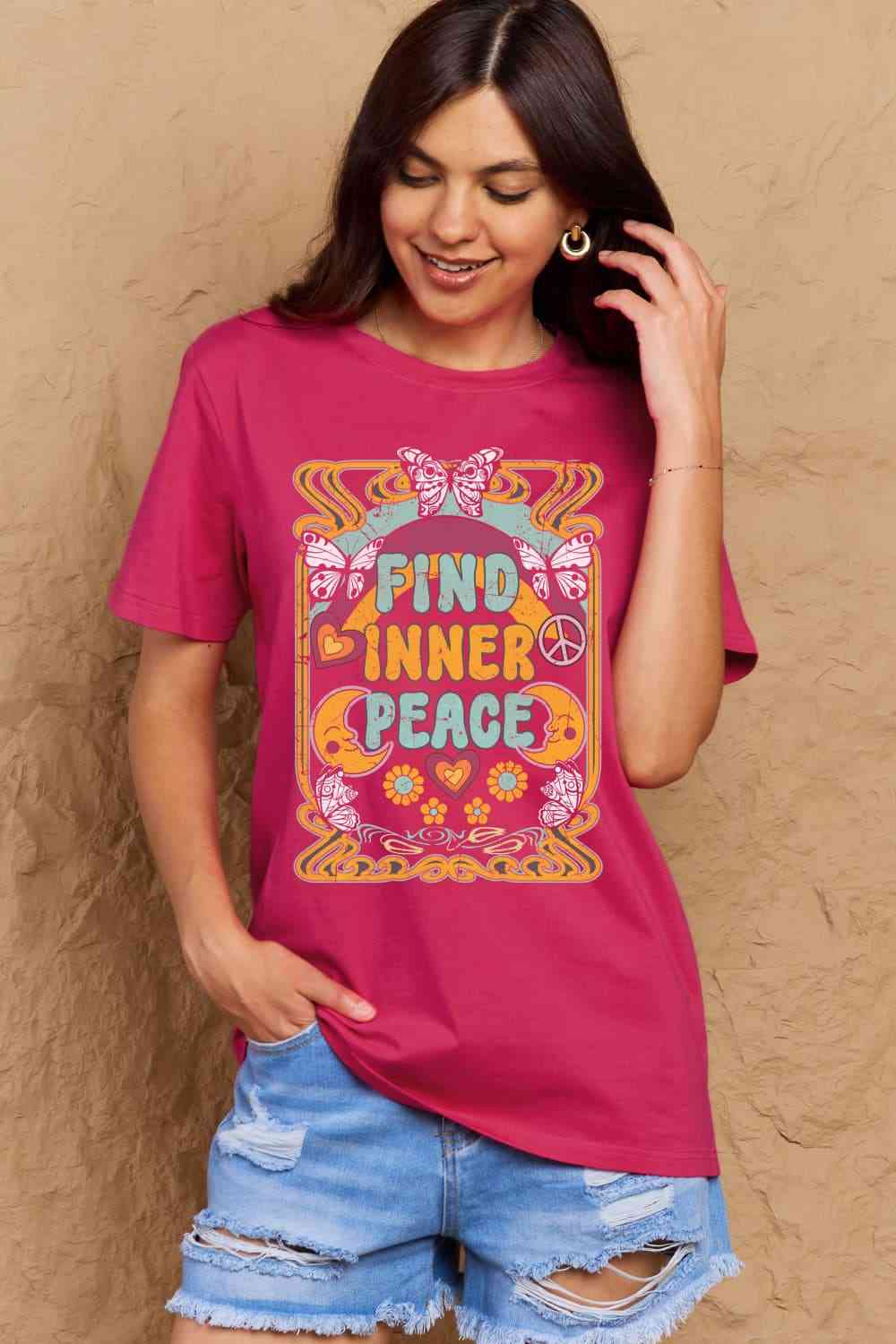 Simply Love Full Size FIND INNER PEACE Graphic Cotton T-Shirt