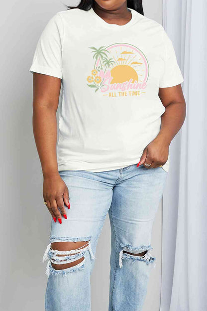 Camiseta de algodón con estampado SUNSHINE ALL THE TIME de tamaño completo de Simply Love