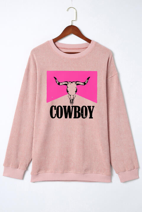 Sudadera con cuello redondo y gráfico COWBOY