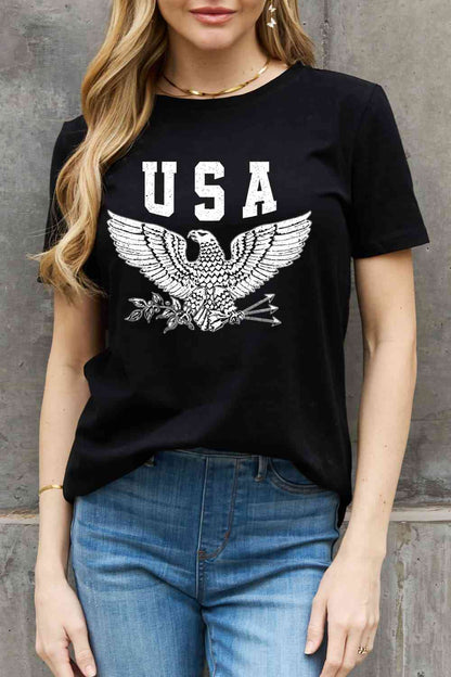 Simply Love Camiseta de algodón con estampado de águila de Simply Love USA