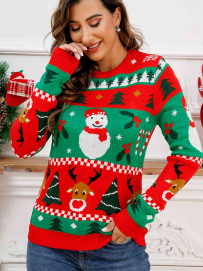 Christmas Theme Round Neck Sweater