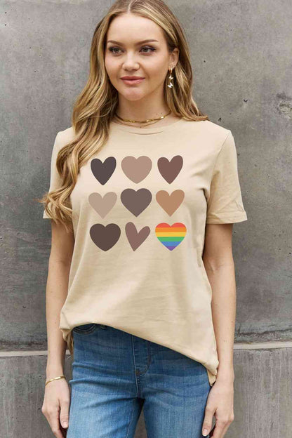 Simply Love Simply Love フルサイズ ハート グラフィック コットン Tシャツ