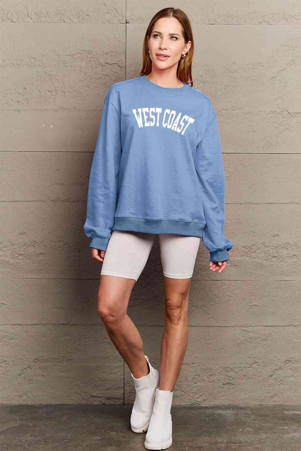 Sudadera de manga larga con gráfico WEST COAST de tamaño completo de Simply Love