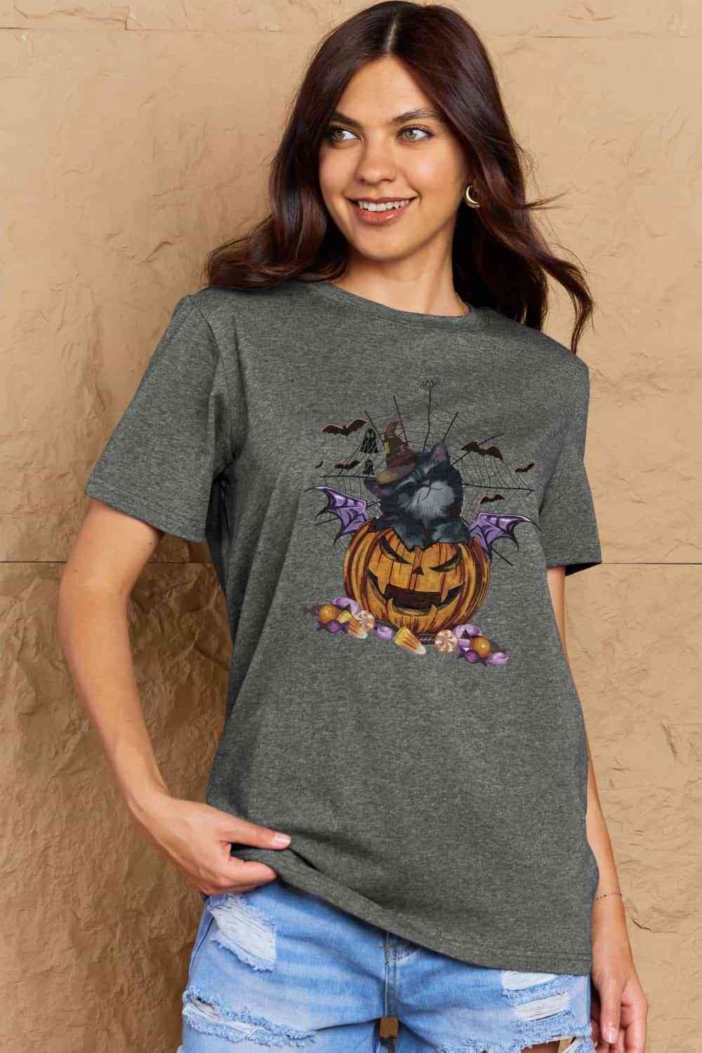 Camiseta con gráfico Jack-O'-Lantern de tamaño completo de Simply Love