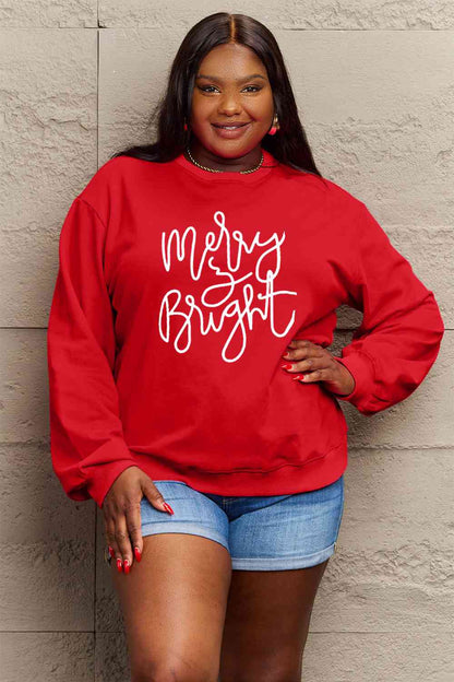 Sudadera con gráfico MERRY AND BRIGHT de tamaño completo de Simply Love