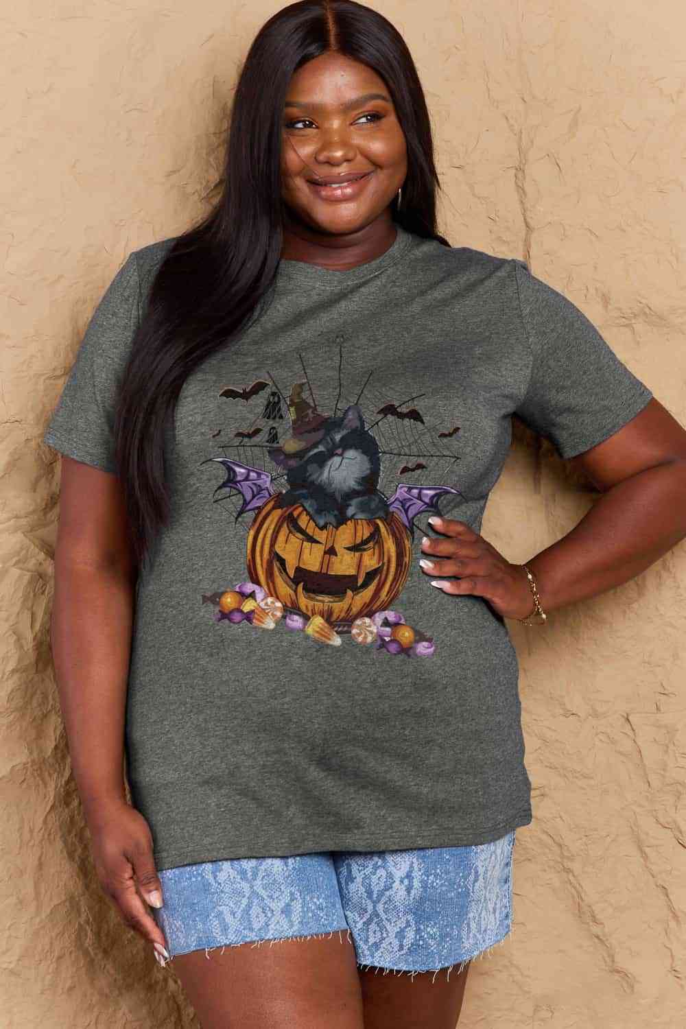 Camiseta con gráfico Jack-O'-Lantern de tamaño completo de Simply Love