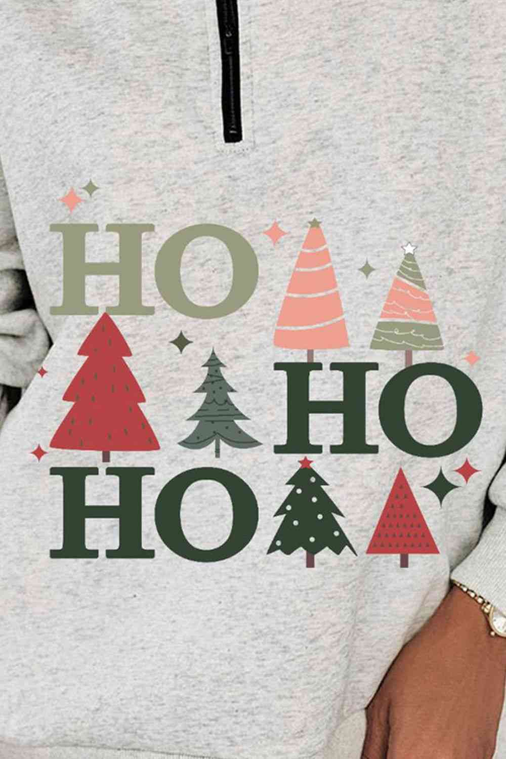 HO HO HO Sudadera con gráfico de árbol de Navidad