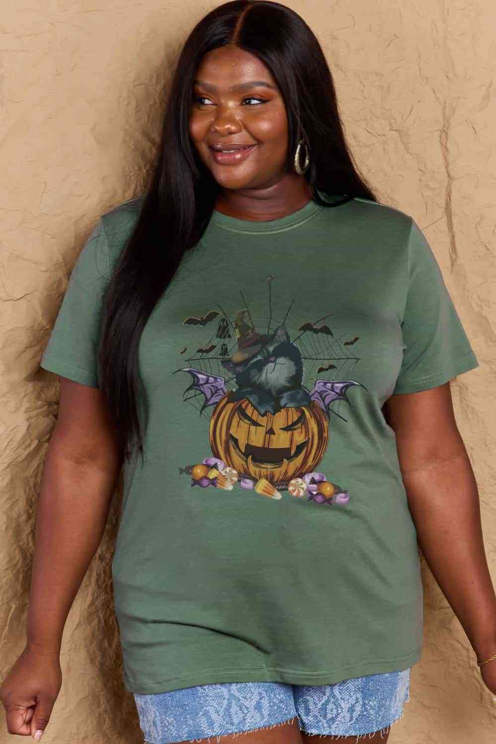 Camiseta con gráfico Jack-O'-Lantern de tamaño completo de Simply Love