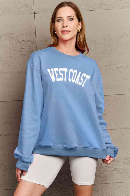 Sudadera de manga larga con gráfico WEST COAST de tamaño completo de Simply Love