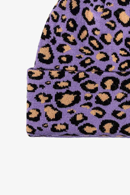 Gorro con puños y estampado de leopardo