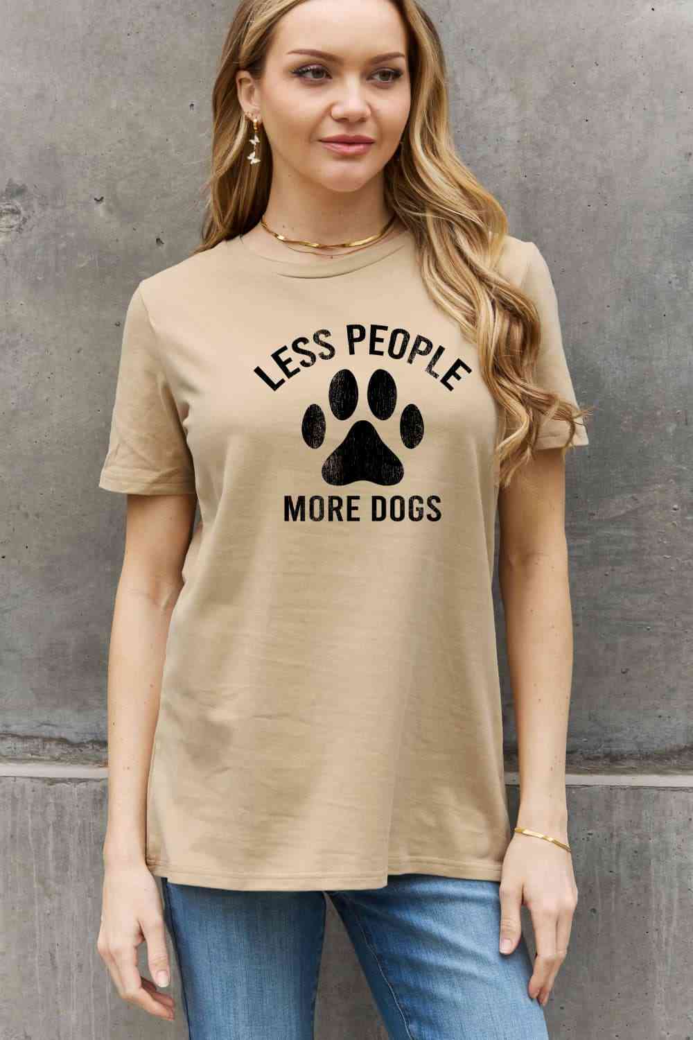 Simply Love フルサイズ LESS PEOPLE MORE DOGS グラフィック コットン T シャツ