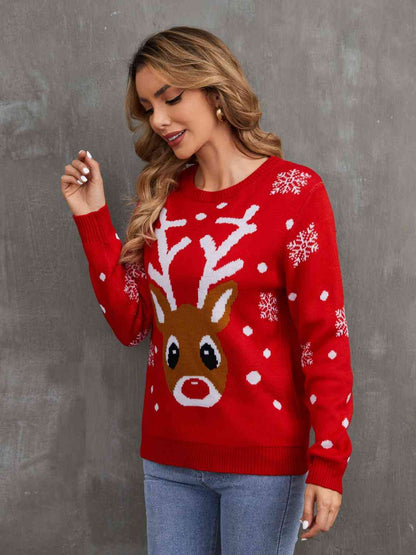 Christmas Theme Round Neck Sweater