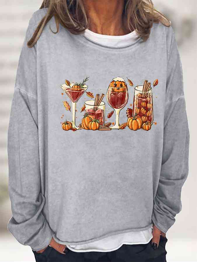 Round Neck Long Sleeve Full Size Graphic Sweatshirt