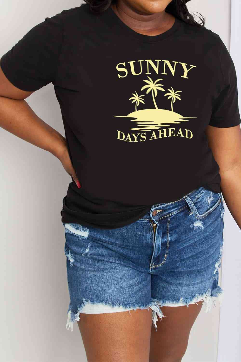 Simply Love フルサイズ SUNNY DAYS AHEAD グラフィック コットン T シャツ