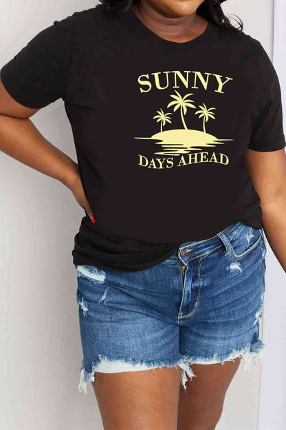 Camiseta de algodón con estampado SUNNY DAYS AHEAD de tamaño completo de Simply Love