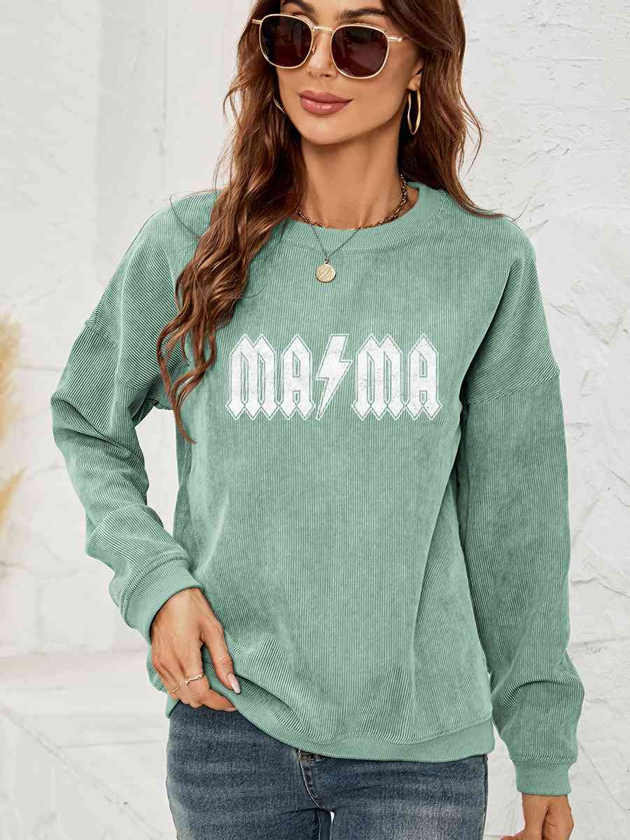 Sudadera con hombros caídos y gráfico MAMA