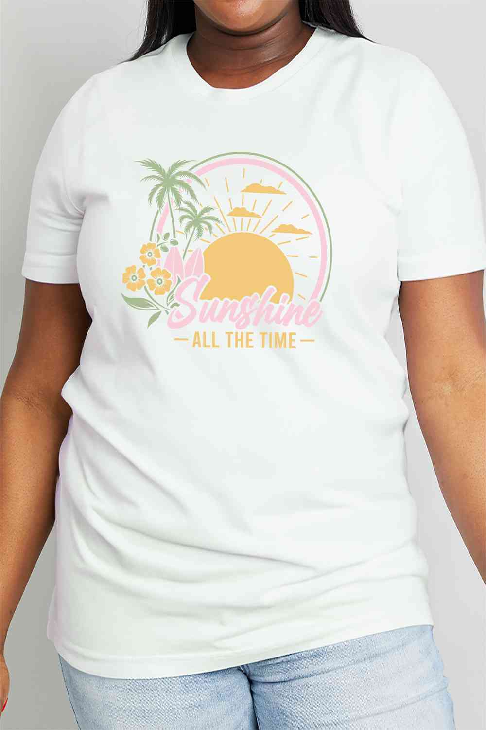 Camiseta de algodón con estampado SUNSHINE ALL THE TIME de tamaño completo de Simply Love