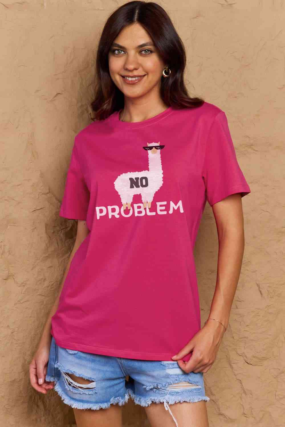 Simply Love フルサイズ NO PROBLEM グラフィック コットン Tシャツ