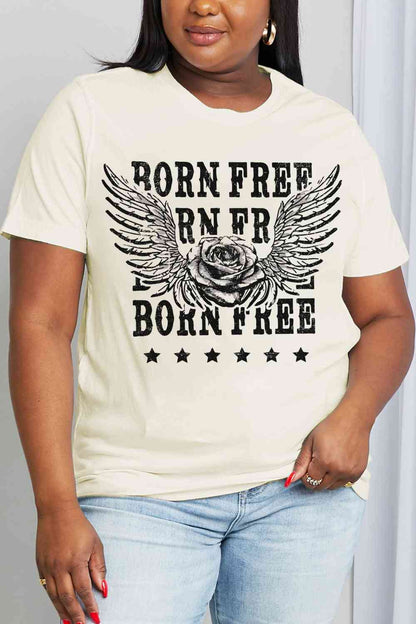 Simply Love Simply Love フルサイズ BORN FREE グラフィック コットン Tシャツ