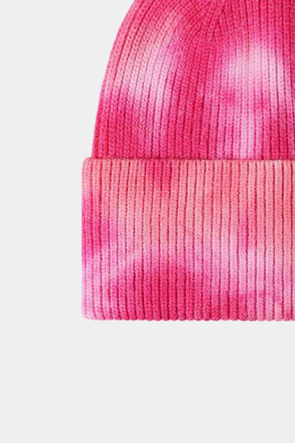 Gorro de punto acanalado con puños teñidos anudados