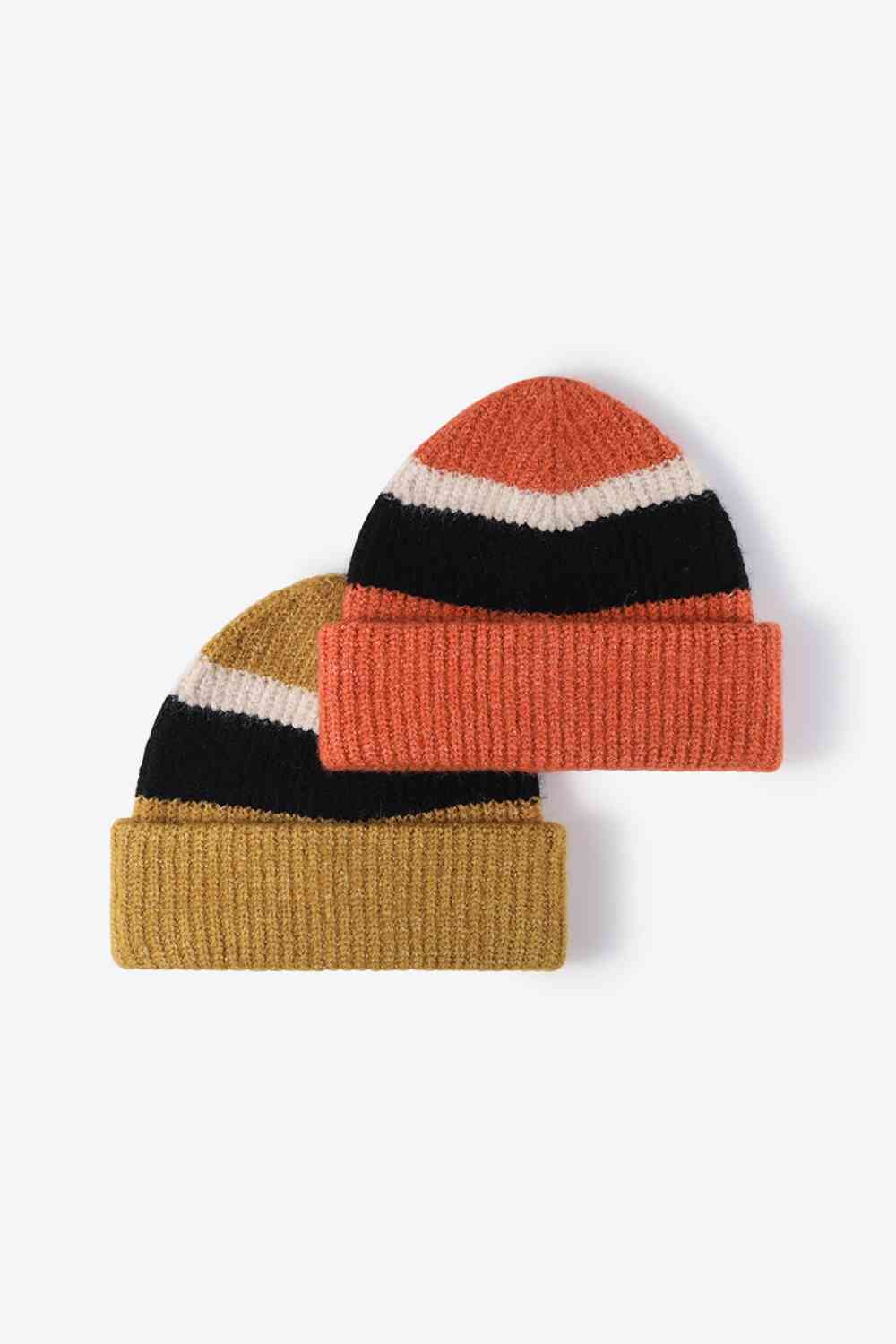 Gorro de punto con puños tricolor