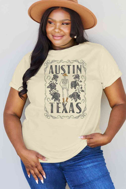 Camiseta de algodón con gráfico AUSTIN TEXAS de talla grande de Simply Love