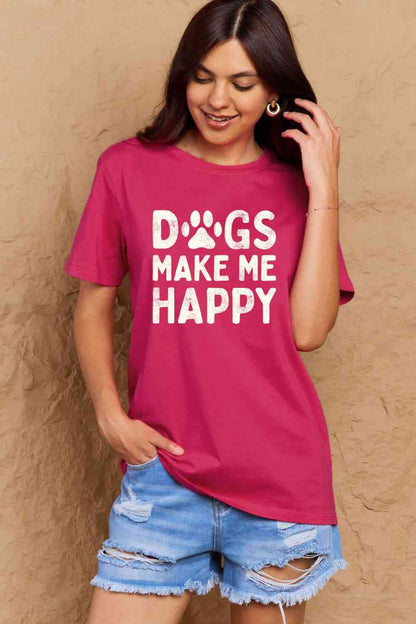 Camiseta de algodón con gráfico DOGS MAKE ME HAPPY de tamaño completo de Simply Love