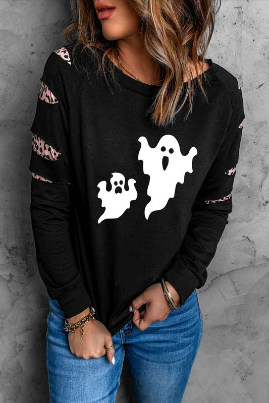 Sudadera con cuello redondo y gráfico de fantasma