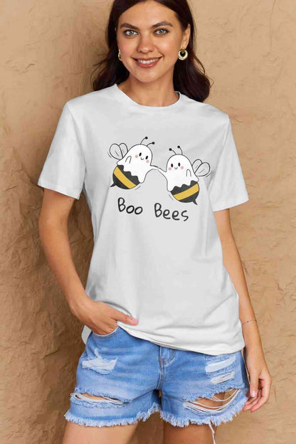 Simply Love フルサイズ BOO BEES グラフィック コットン T シャツ