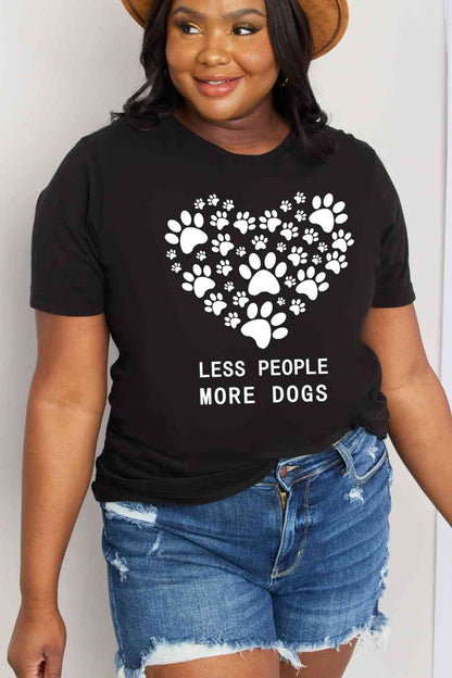 Simply Love Simply Love フルサイズ LESS PEOPLE MORE DOGS ハート グラフィック コットン Tシャツ