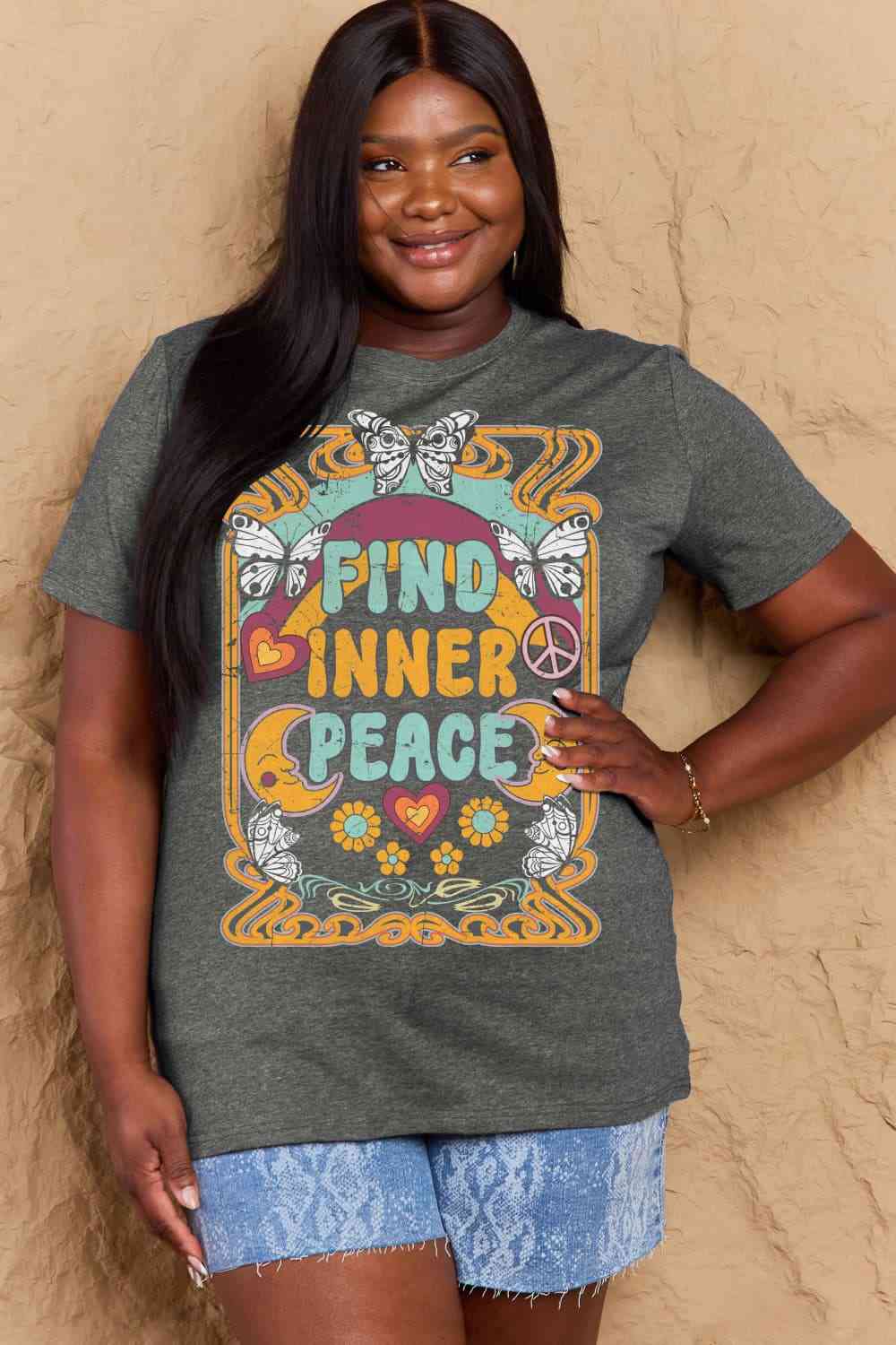 Simply Love Full Size FIND INNER PEACE Graphic Cotton T-Shirt