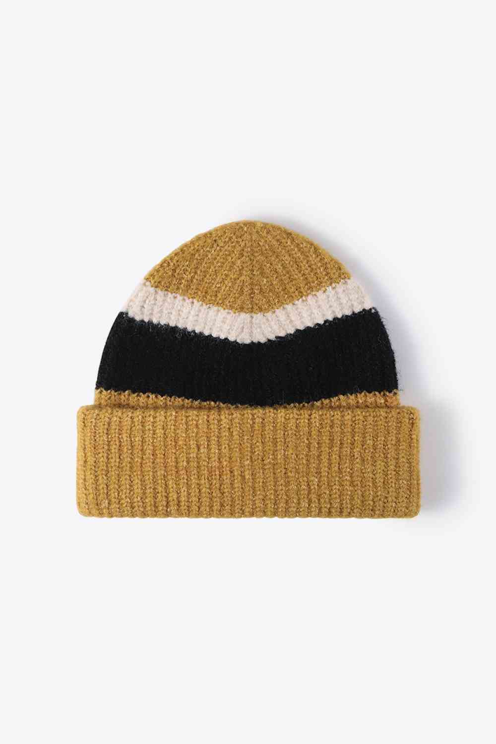 Gorro de punto con puños tricolor