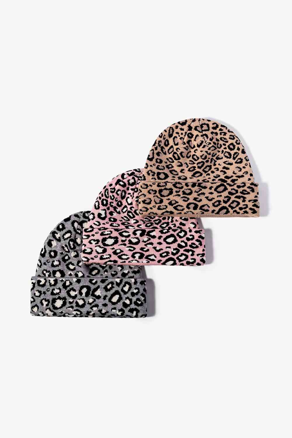 Gorro con puños y estampado de leopardo