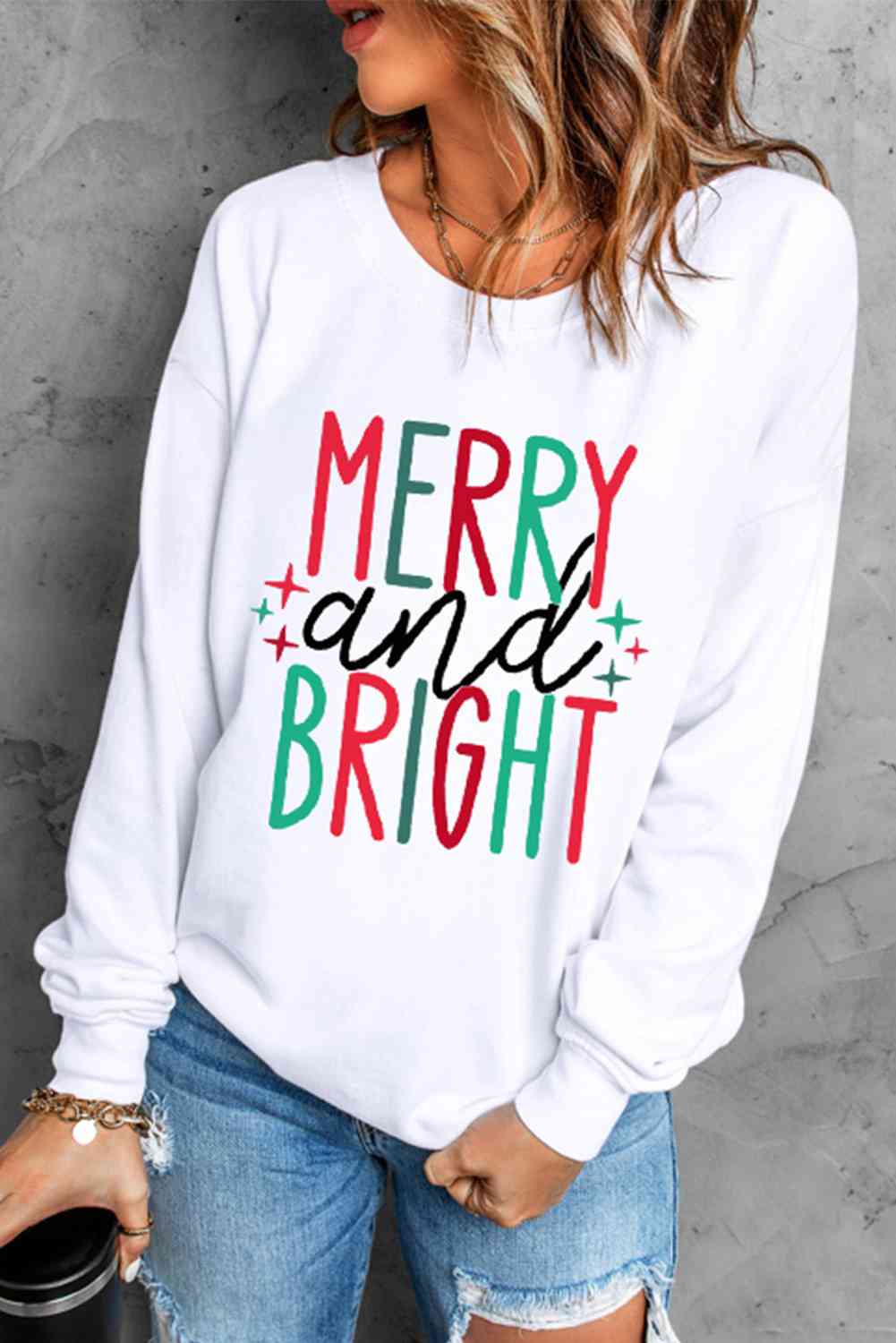 MERRY AND BRIGHT グラフィック スウェットシャツ