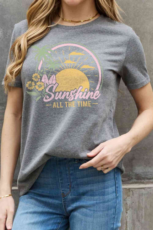 Camiseta de algodón con estampado SUNSHINE ALL THE TIME de tamaño completo de Simply Love