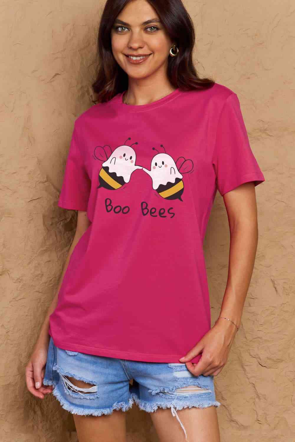 Simply Love フルサイズ BOO BEES グラフィック コットン T シャツ