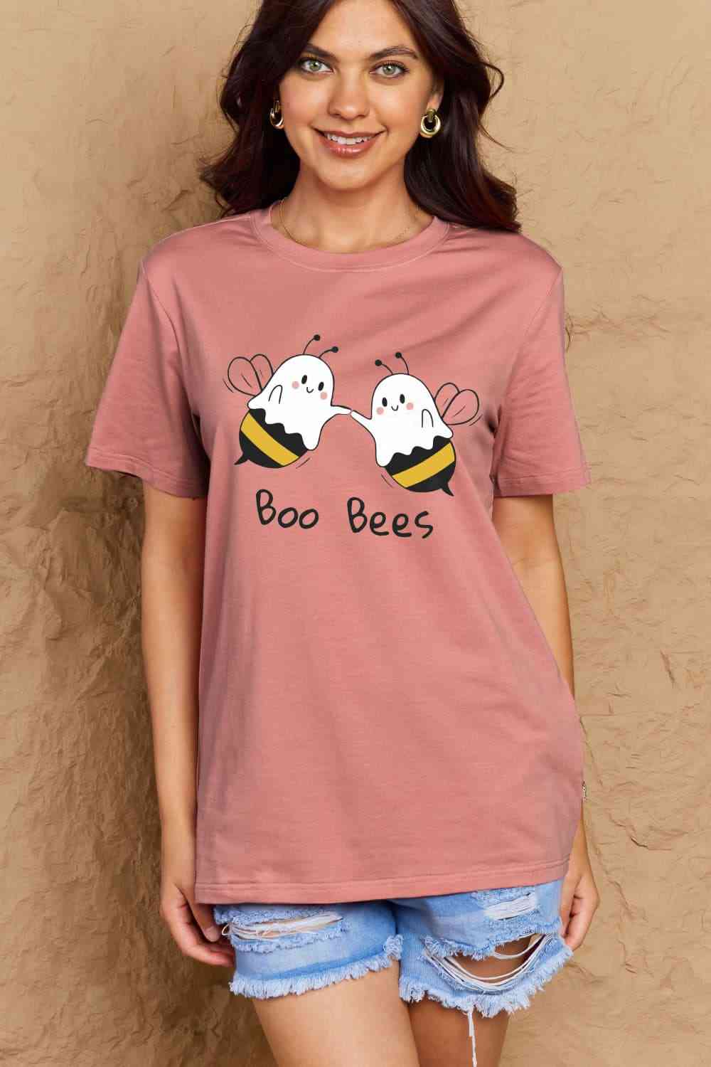 Camiseta de algodón con gráfico BOO BEES de talla grande de Simply Love