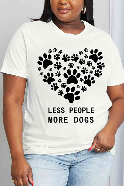 Simply Love Simply Love フルサイズ LESS PEOPLE MORE DOGS ハート グラフィック コットン Tシャツ