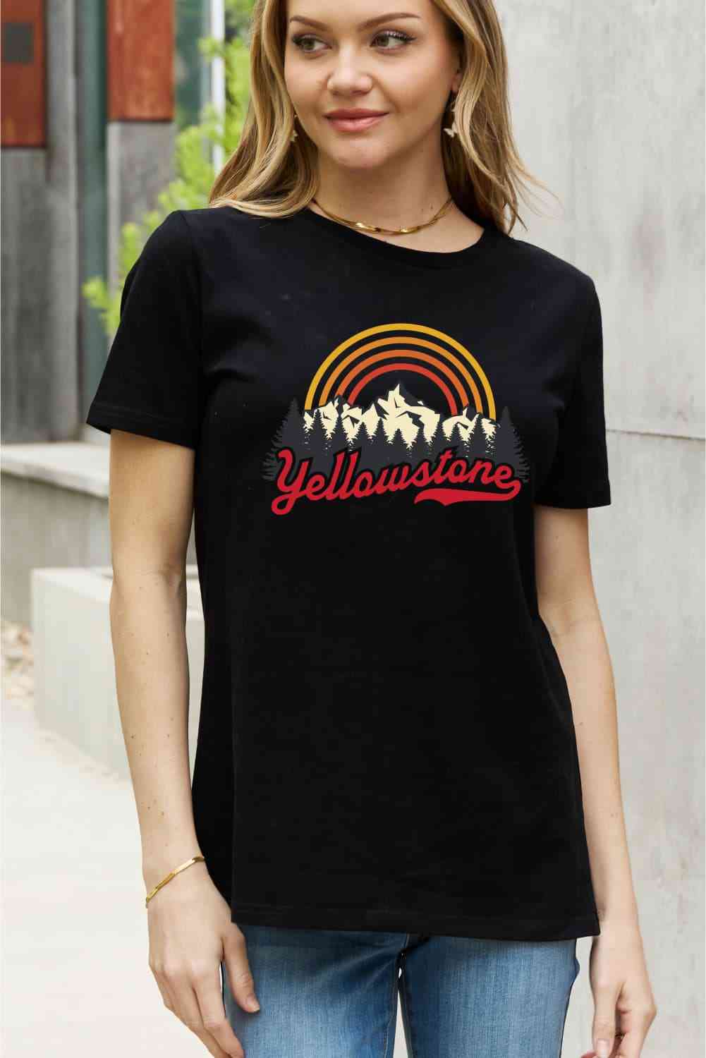 Simply Love フルサイズ YELLOWSTONE グラフィック コットン Tシャツ